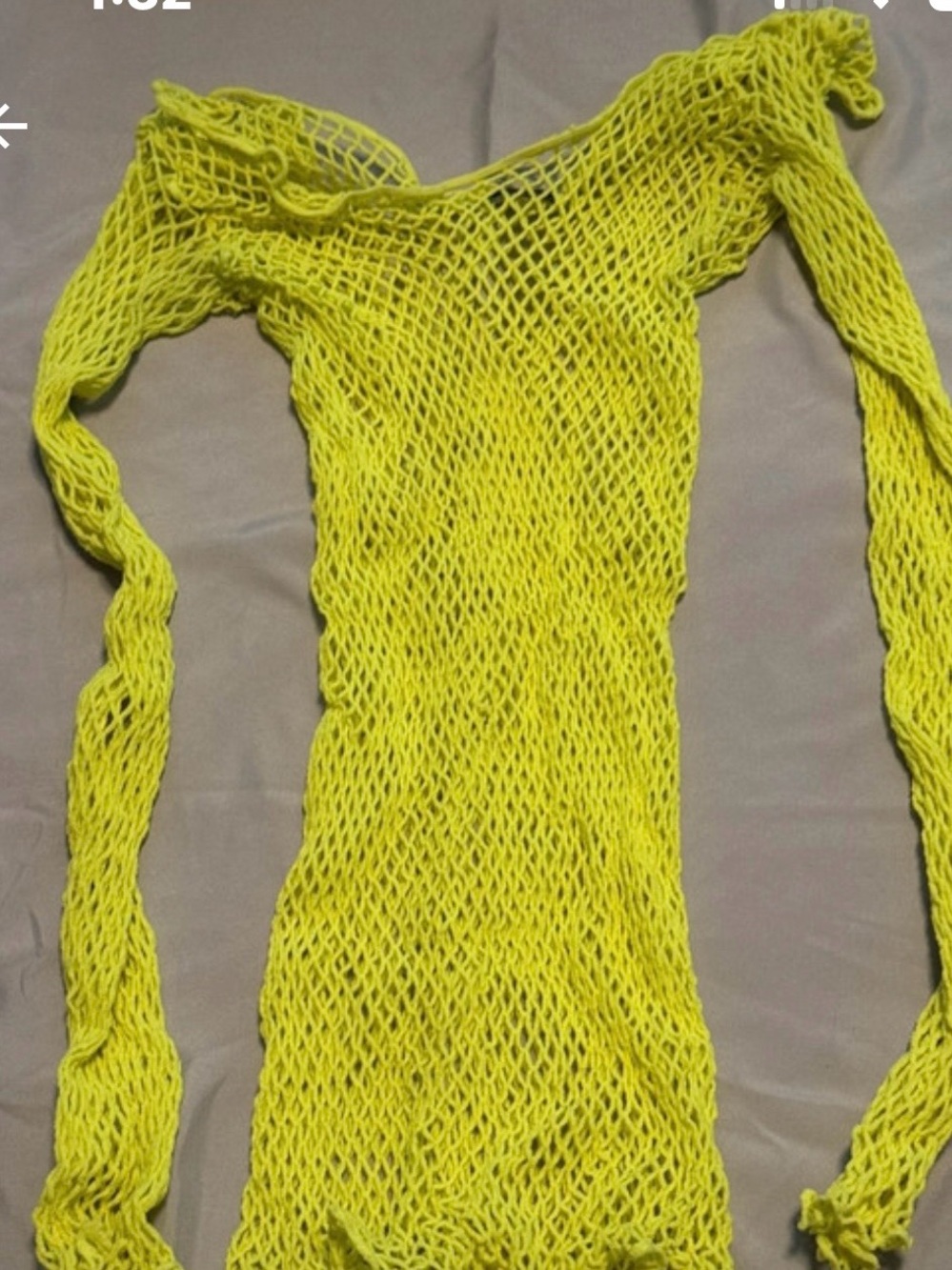Yellow fishnet Open-Knit Long Sleeve Women's top